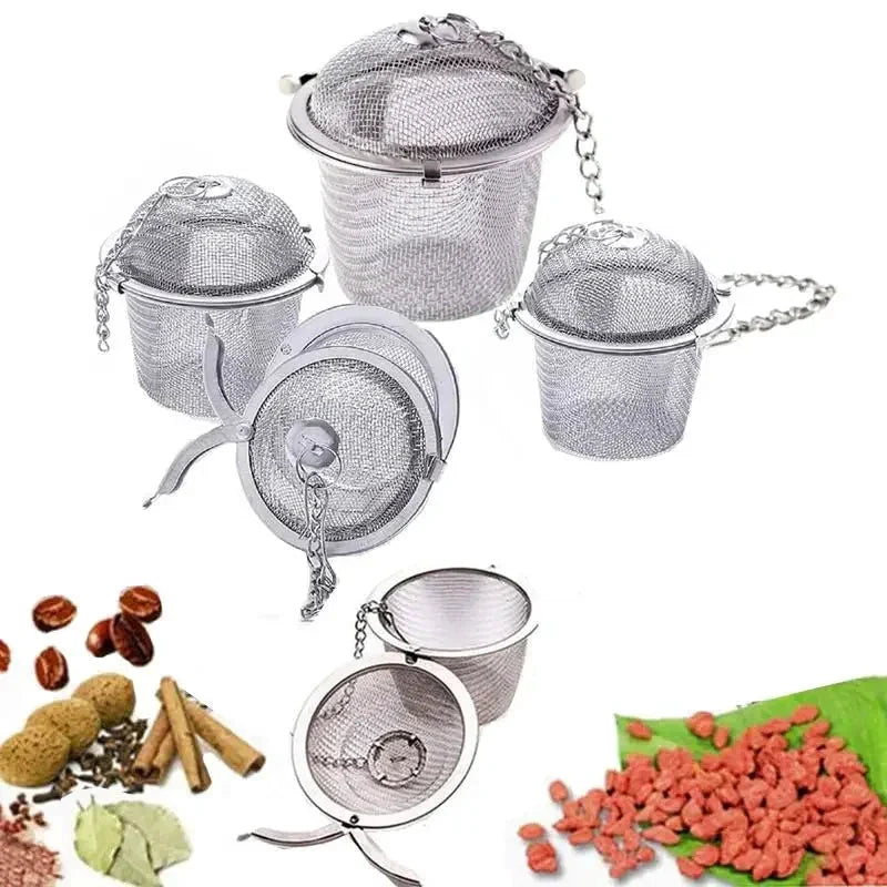Mesh Infuser with Locking Chain Stainless Steel Tea Spice Strainer Ball by Bowlift