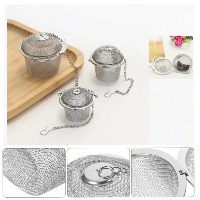 Mesh Infuser with Locking Chain Stainless Steel Tea Spice Strainer Ball by Bowlift