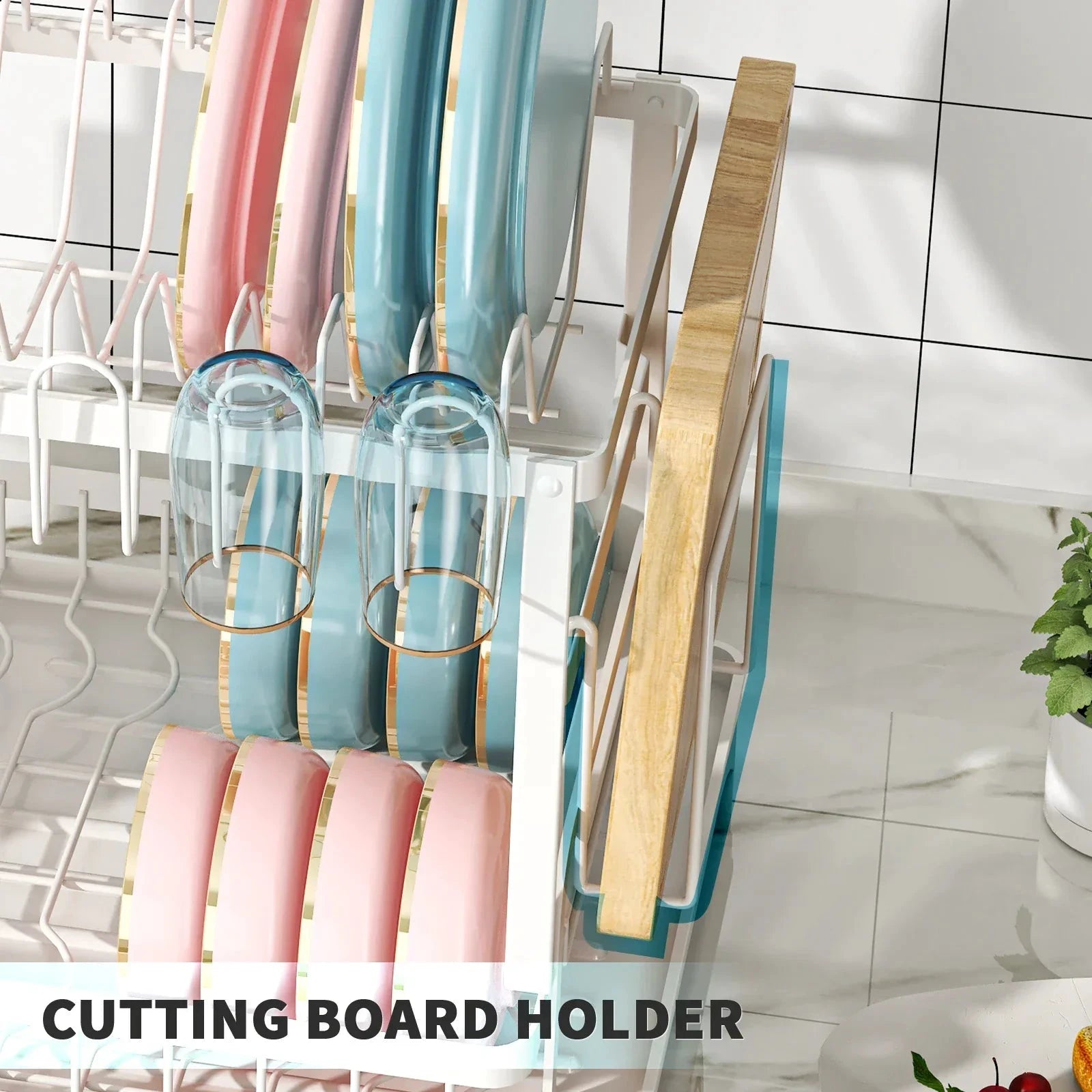 Metal Dish Drainer Rack with Utensil Holder and Dashboard Organizer by Bowlift