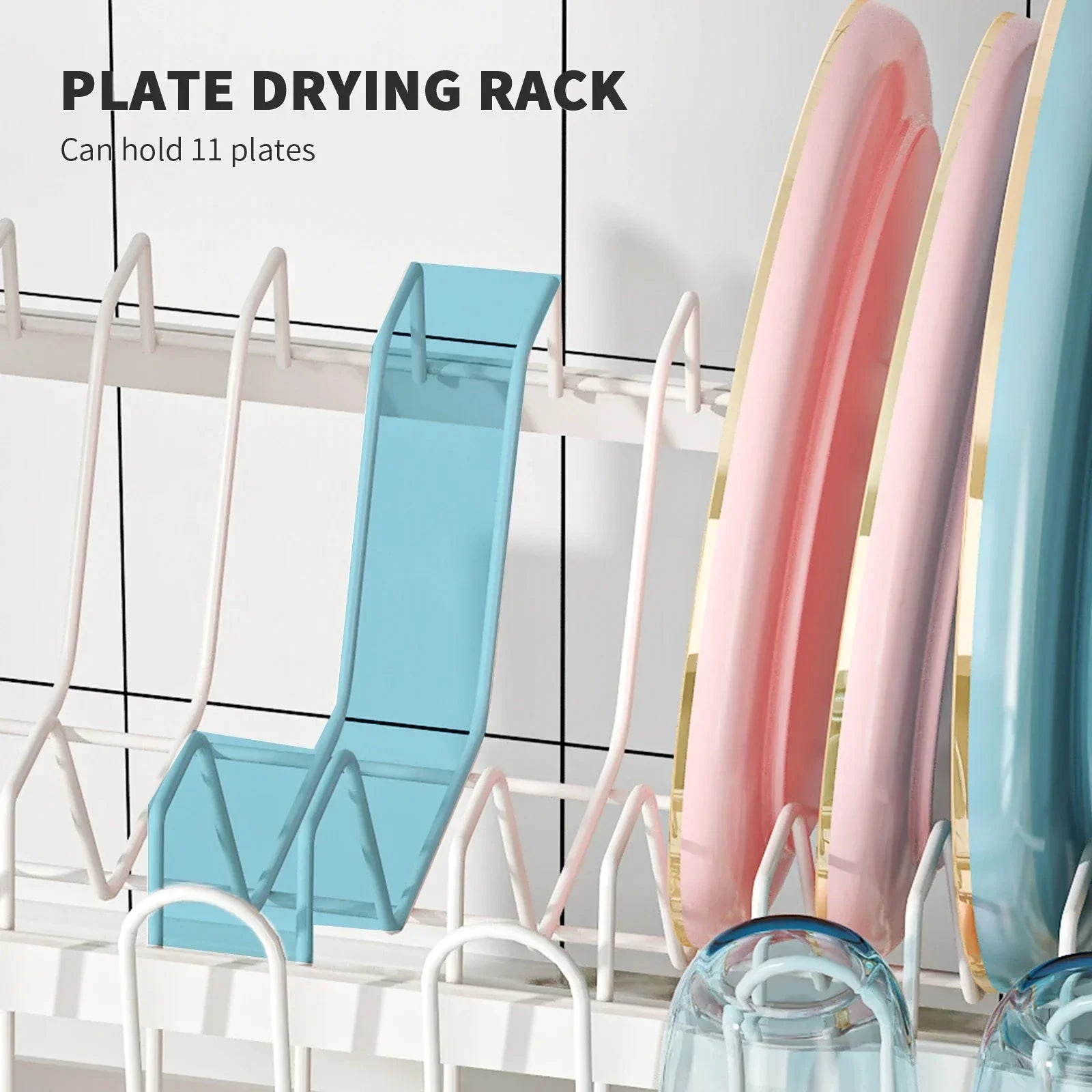Metal Dish Drainer Rack with Utensil Holder and Dashboard Organizer by Bowlift