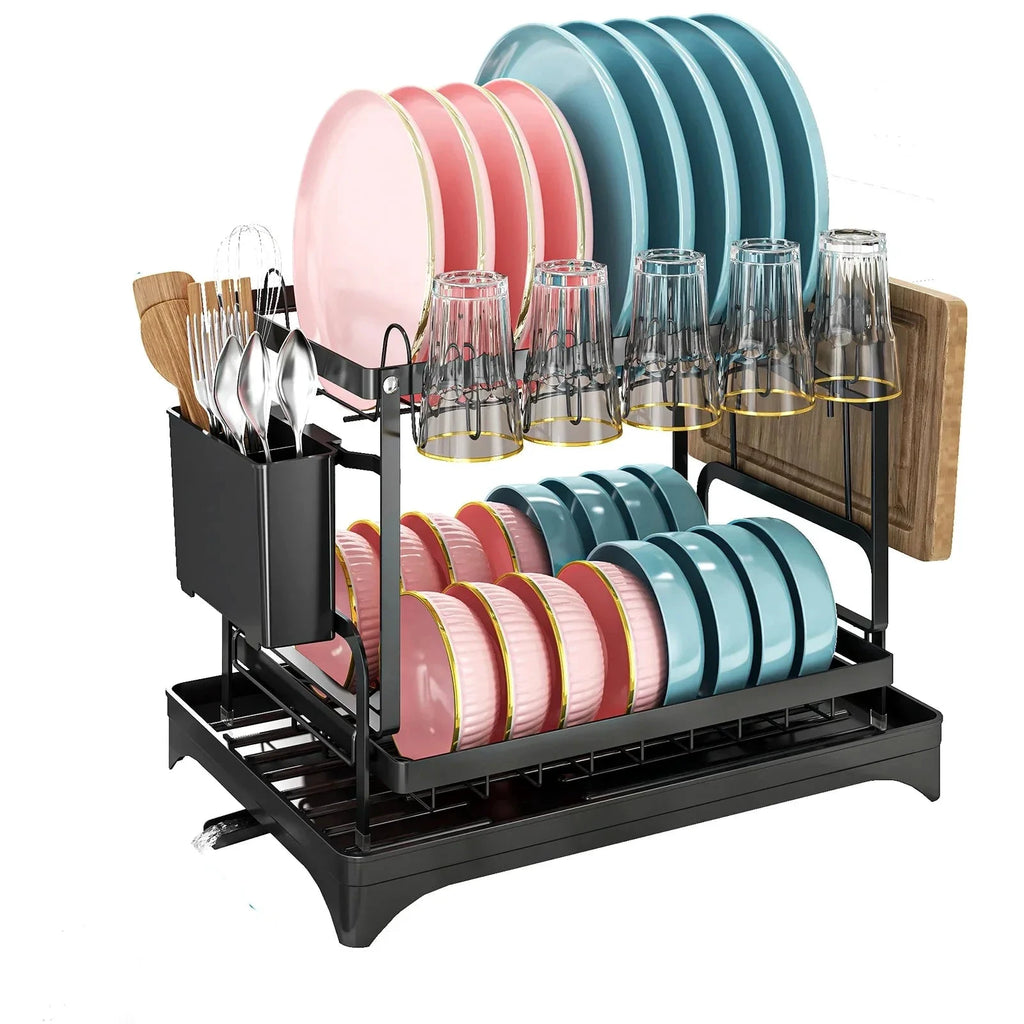Metal Dish Drainer Rack with Utensil Holder and Dashboard Organizer by Bowlift