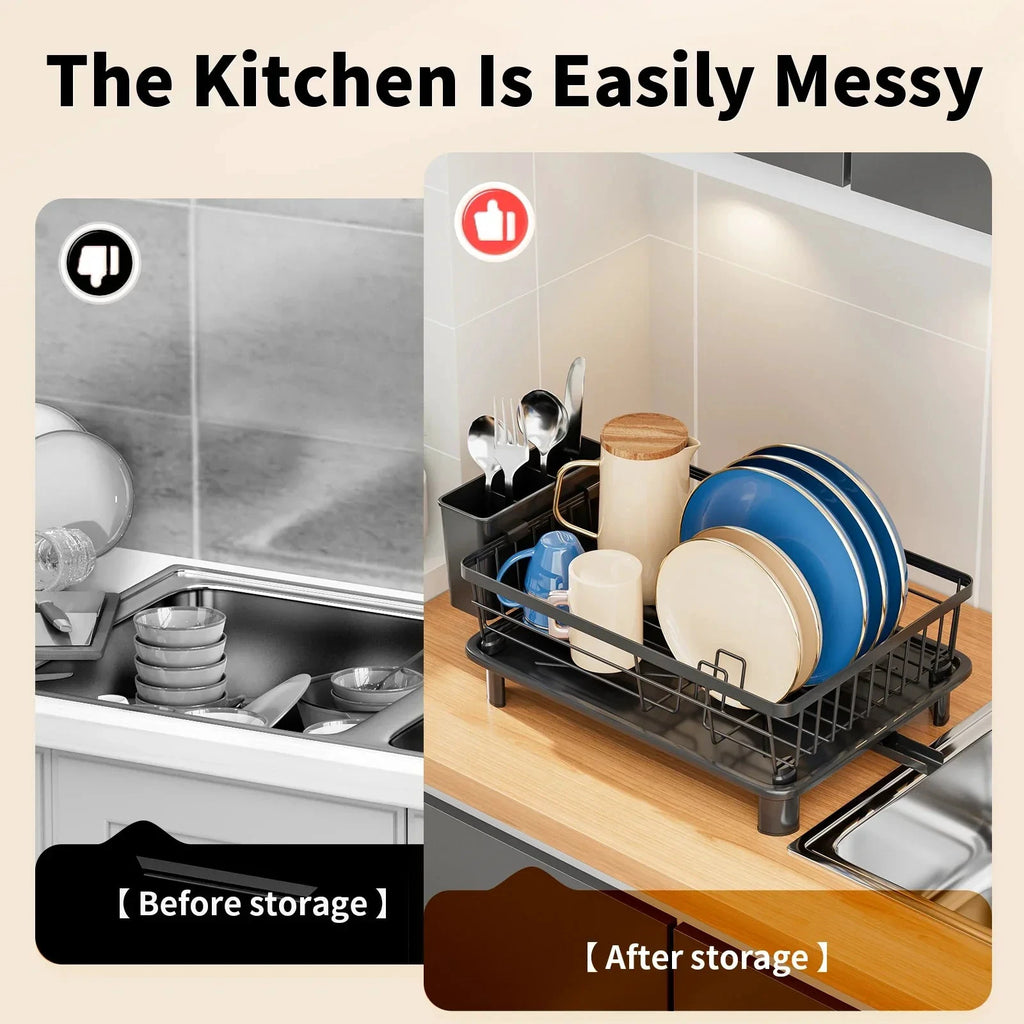 Metal Dish Drying Rack Multifunctional Space Saving Dish Storage by Bowlift