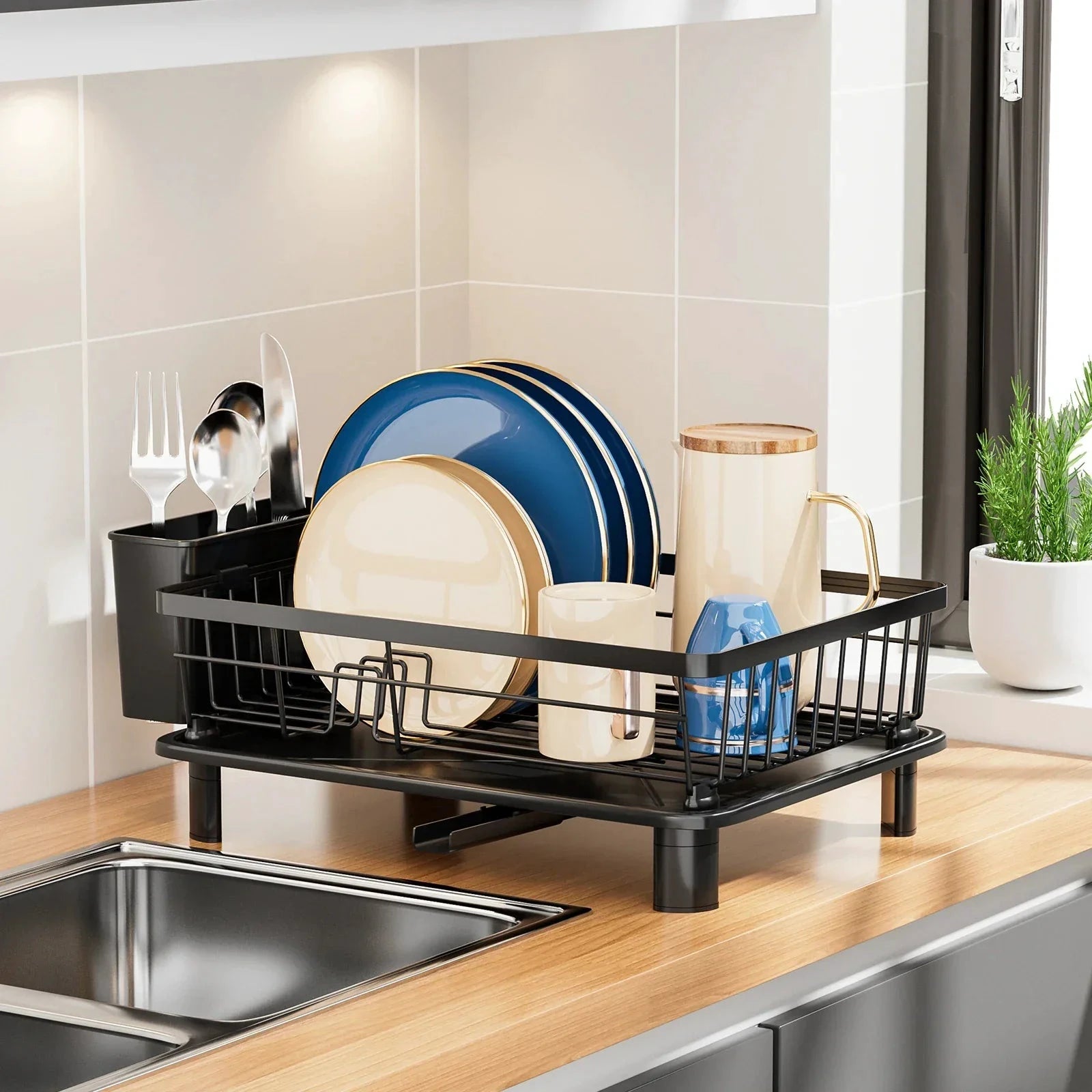 Metal Dish Drying Rack Multifunctional Space Saving Dish Storage by Bowlift