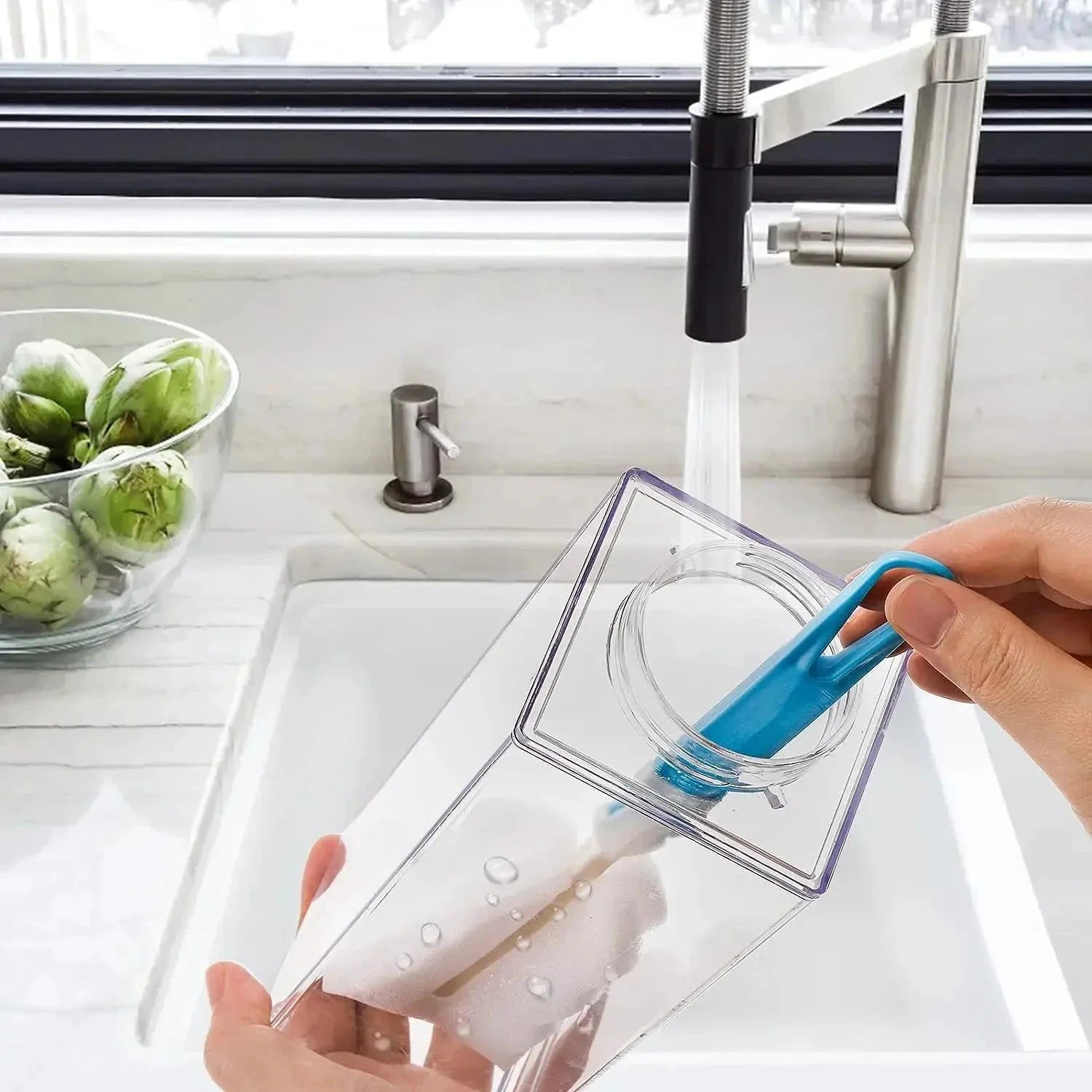 Milk Carton Water Bottle Plastic Square Transparent Drink Storage by Bowlift