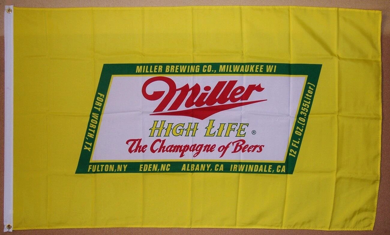 Miller High Life Beer flag-3x5 FT Banner-100% polyester-2 Metal Grommets by flagsshop