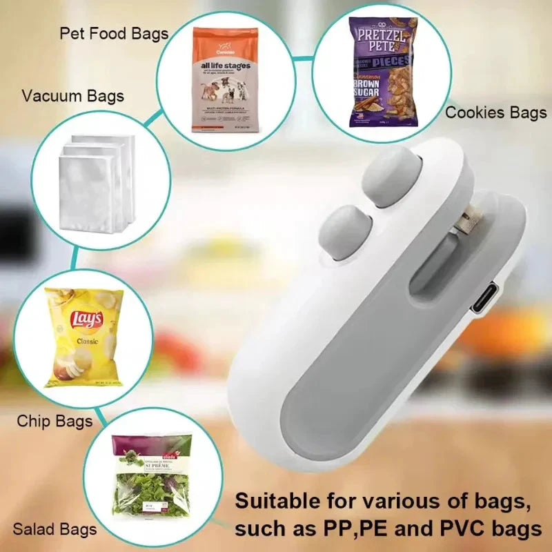 Mini Bag Sealer Rechargeable Heat Sealer with Cutter Portable Sealer by Bowlift