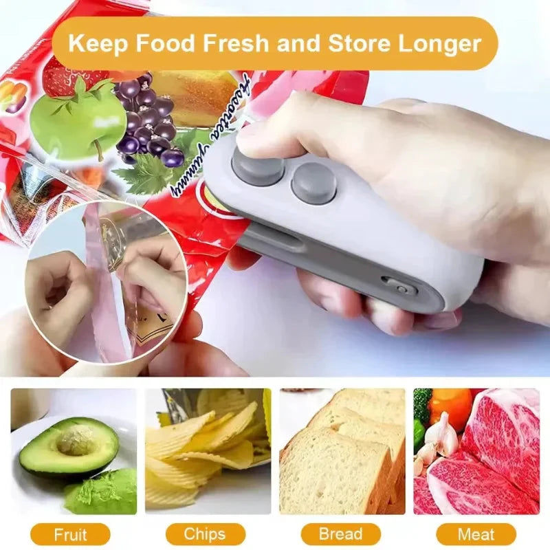 Mini Bag Sealer Rechargeable Heat Sealer with Cutter Portable Sealer by Bowlift