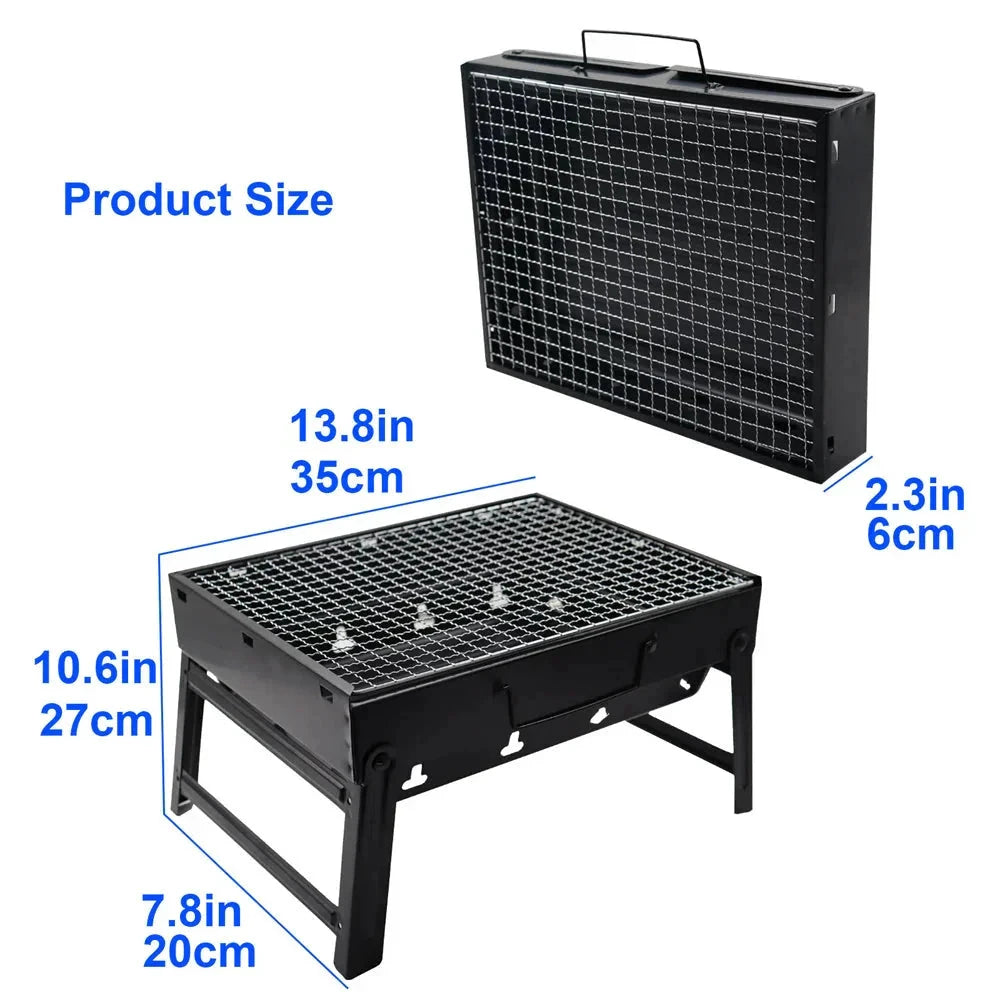 Mini Grill Stainless Steel Tool Kit Portable Outdoor Camping Grill by Bowlift