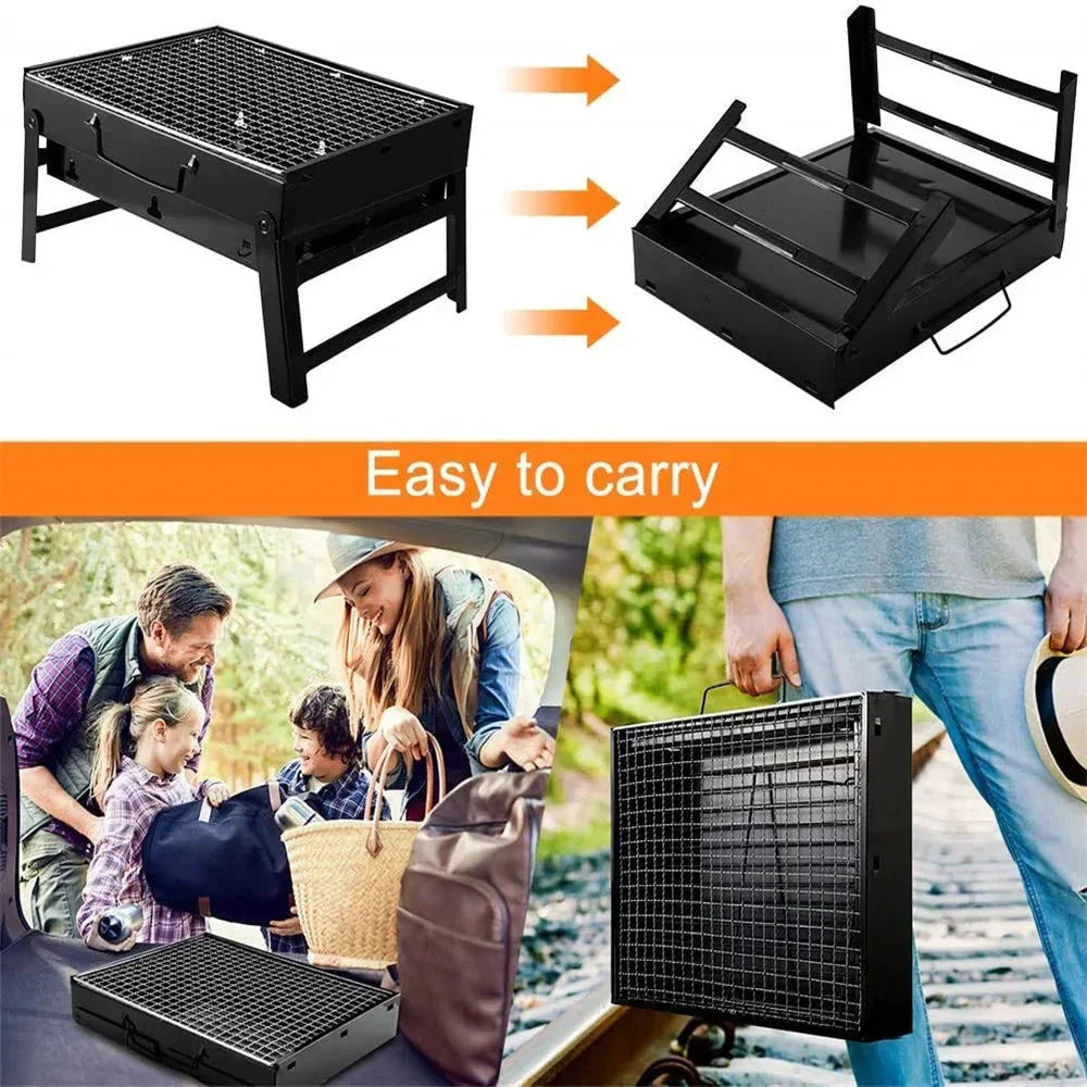 Mini Grill Stainless Steel Tool Kit Portable Outdoor Camping Grill by Bowlift