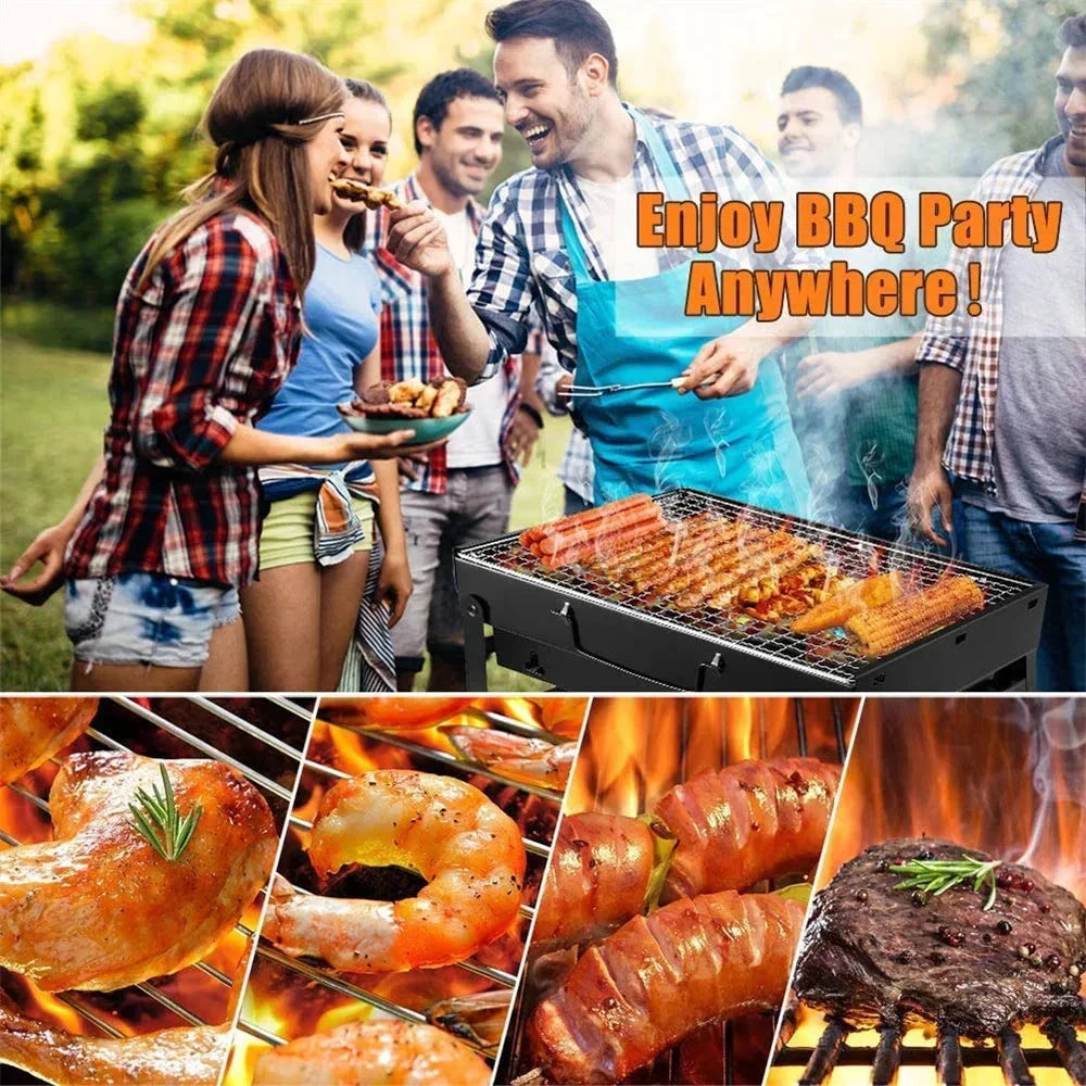 Mini Grill Stainless Steel Tool Kit Portable Outdoor Camping Grill by Bowlift