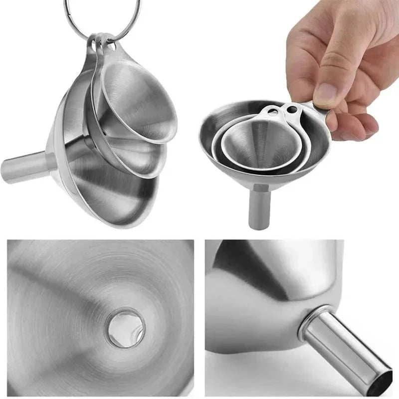 Mini Stainless Steel Kitchen Funnels Set Essential Oil Filling Funnels by Bowlift