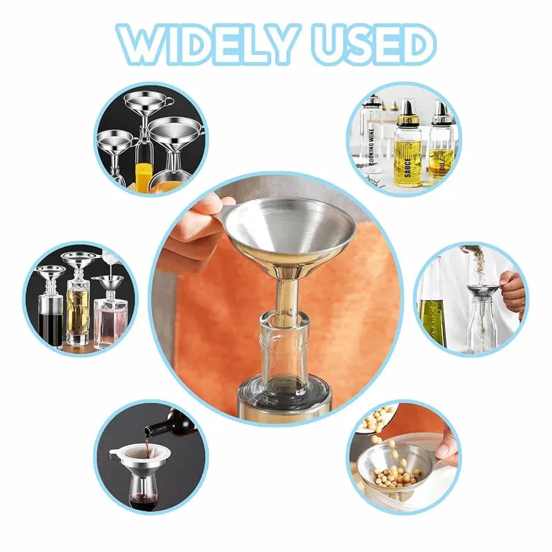 Mini Stainless Steel Kitchen Funnels Set Essential Oil Filling Funnels by Bowlift