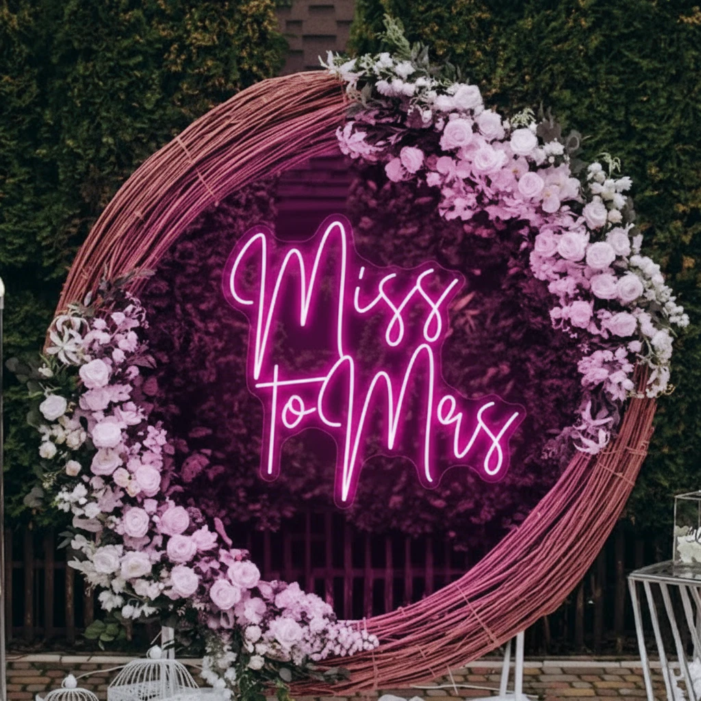 Miss To Mrs Neon Sign Custom Wedding LED Neon Light by Neonchics