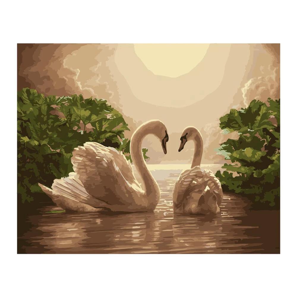 Swan Moonlight Lake - Van-Go Paint-By-Number Kit by Bowlift