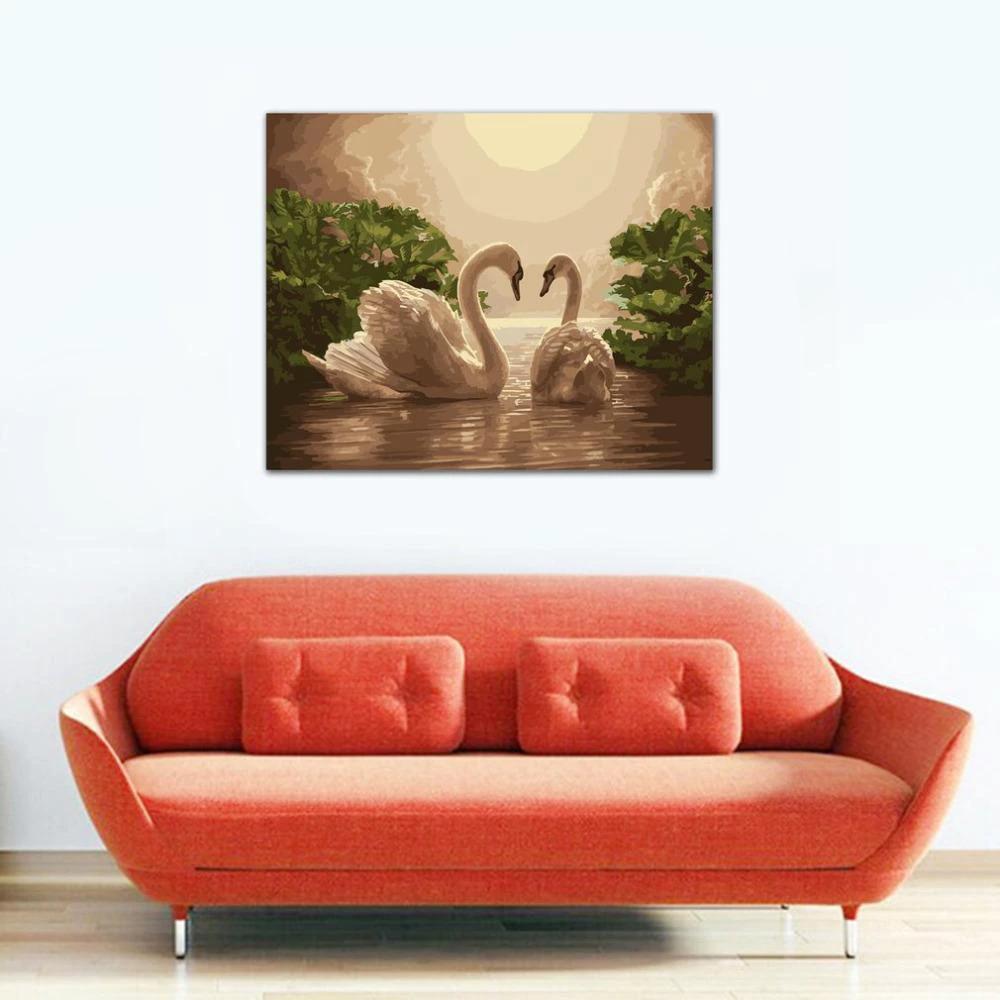 Swan Moonlight Lake - Van-Go Paint-By-Number Kit by Bowlift