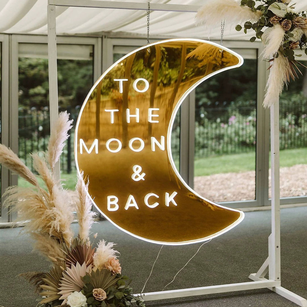 To The Moon&Back Mirror Neon Sign by Neonchics