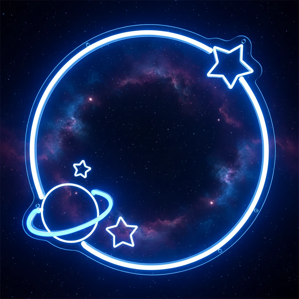 Planet Mirror Neon Sign for Kids Room Locker Room Bedroom Decor by Neonchics