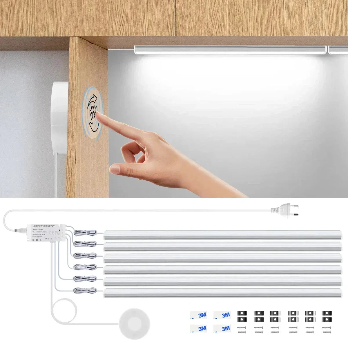 Motion Touch Sensor LED Lights Wireless Light Penetrable Wood Aluminum Bar by Bowlift