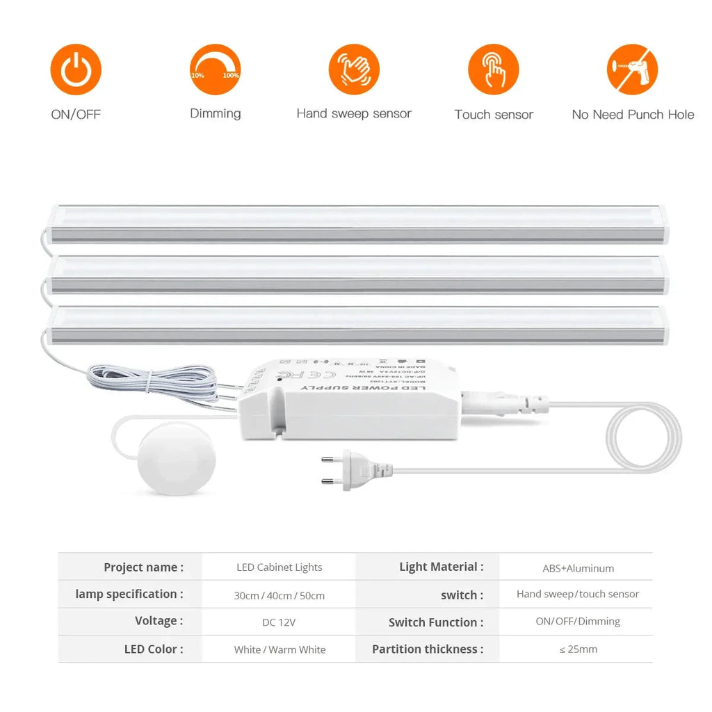 Motion Touch Sensor LED Lights Wireless Light Penetrable Wood Aluminum Bar by Bowlift