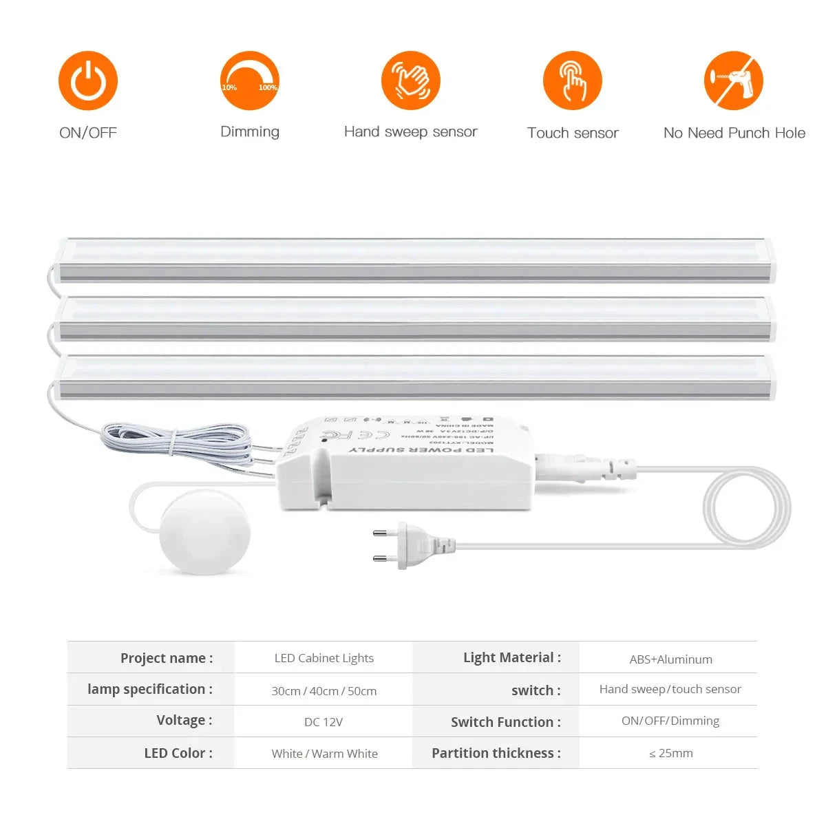 Motion Touch Sensor LED Lights Wireless Light Penetrable Wood Aluminum Bar by Bowlift