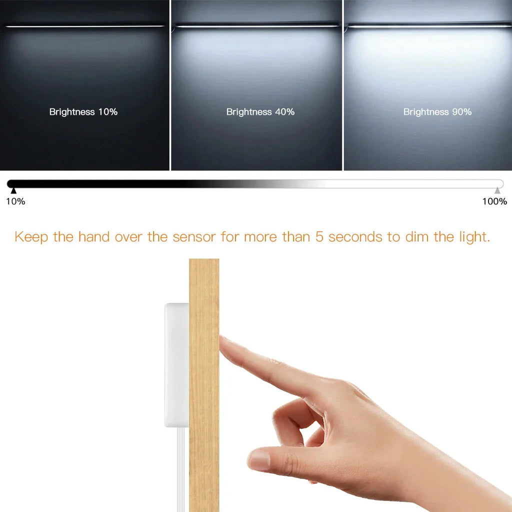 Motion Touch Sensor LED Lights Wireless Light Penetrable Wood Aluminum Bar by Bowlift