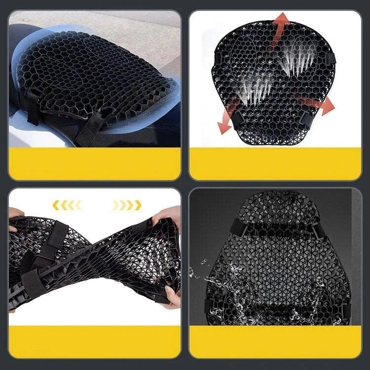 HoneyRide – 3D Honeycomb Shock-Relief Motorcycle Seat Cushion by BowLift