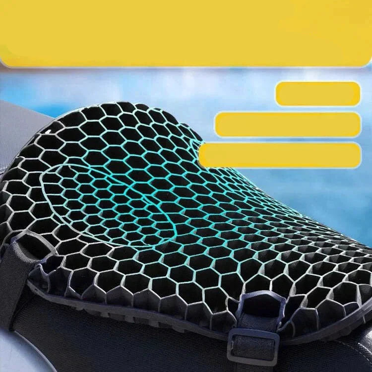 HoneyRide – 3D Honeycomb Shock-Relief Motorcycle Seat Cushion by BowLift