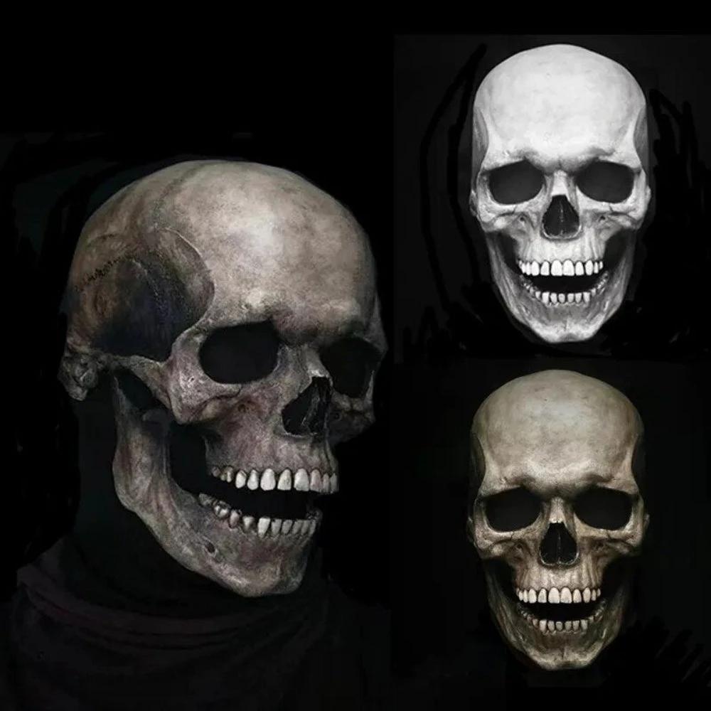 Skull Mask Movable Jaw Realistic Latex Full Head Costume by BowLift