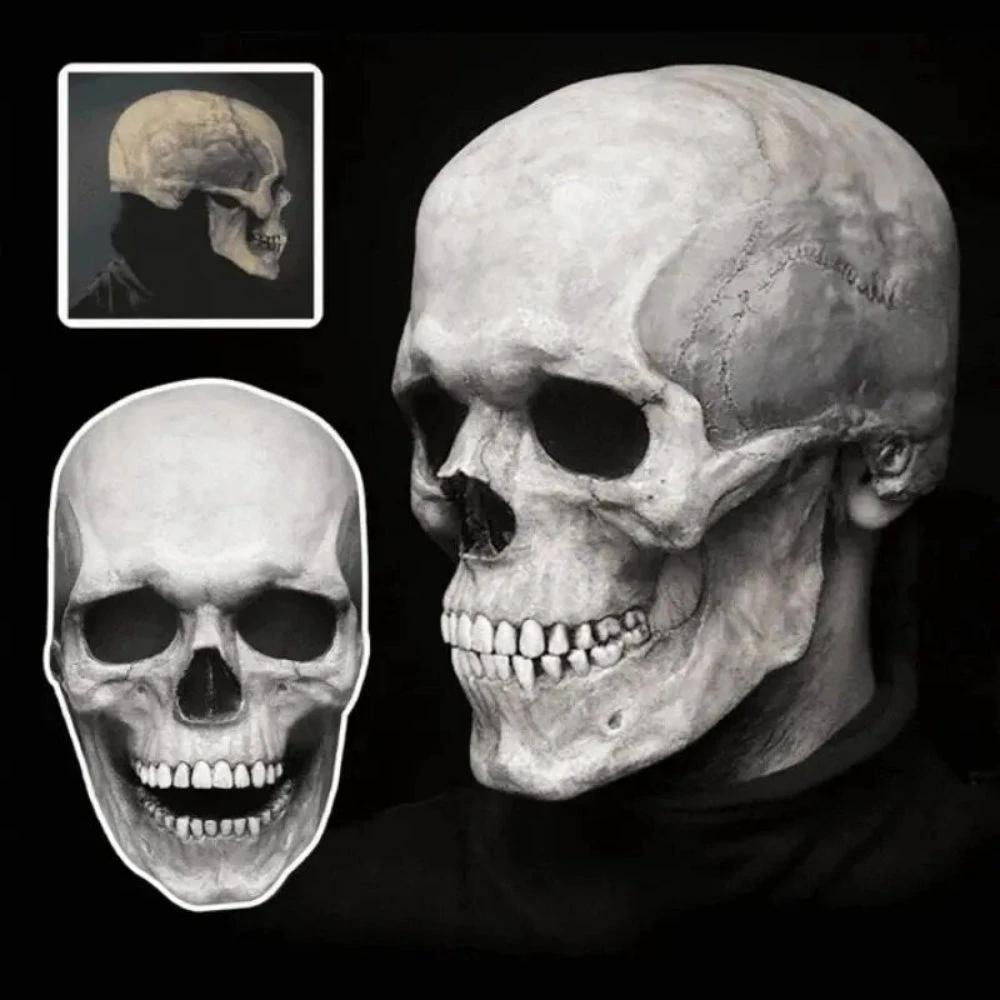 Skull Mask Movable Jaw Realistic Latex Full Head Costume by BowLift