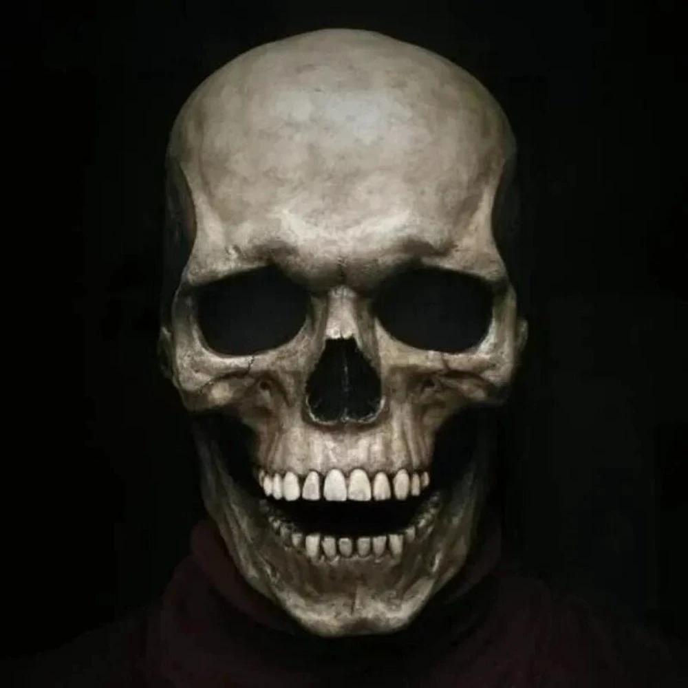 Skull Mask Movable Jaw Realistic Latex Full Head Costume by BowLift