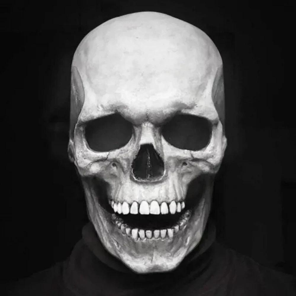 Skull Mask Movable Jaw Realistic Latex Full Head Costume by BowLift