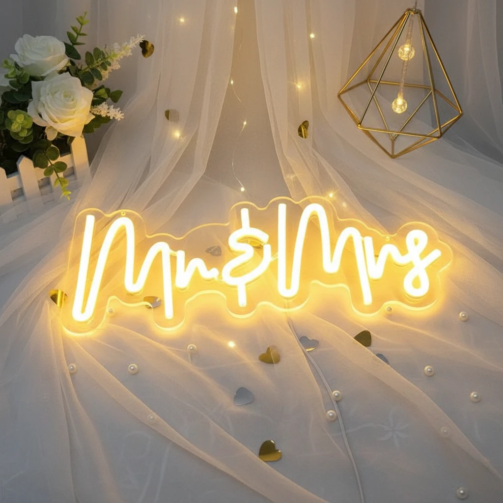 Mr&Mrs Neon Sign for Party Decor by Neonchics