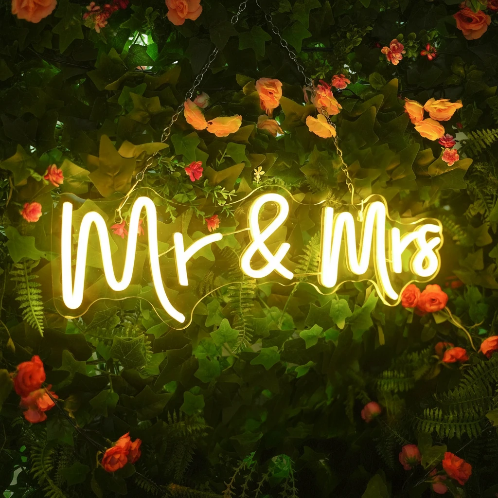 Mr&Mrs Neon Sign for Wedding Party Decor by Neonchics
