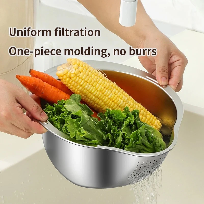 Multi-Function Stainless Steel Strainer Bowl and Draining Colander by Bowlift