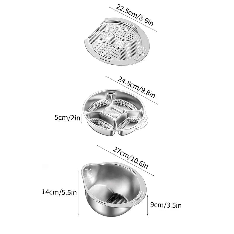 Multi-Function Stainless Steel Strainer Bowl and Draining Colander by Bowlift