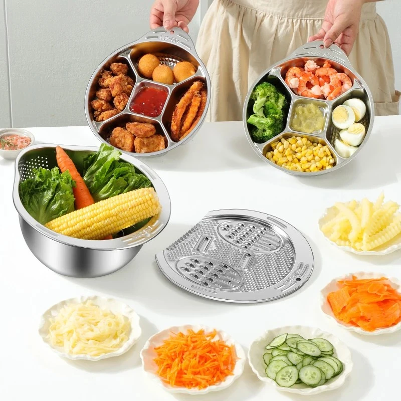 Multi-Function Stainless Steel Strainer Bowl and Draining Colander by Bowlift