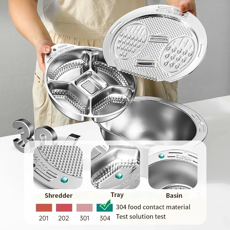 Multi-Function Stainless Steel Strainer Bowl and Draining Colander by Bowlift