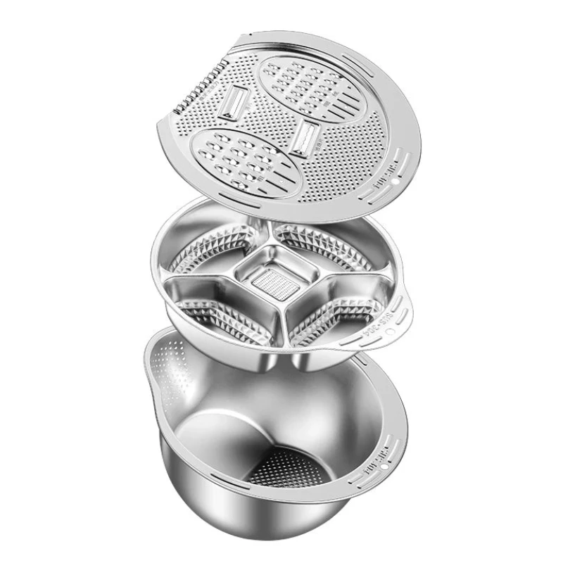Multi-Function Stainless Steel Strainer Bowl and Draining Colander by Bowlift