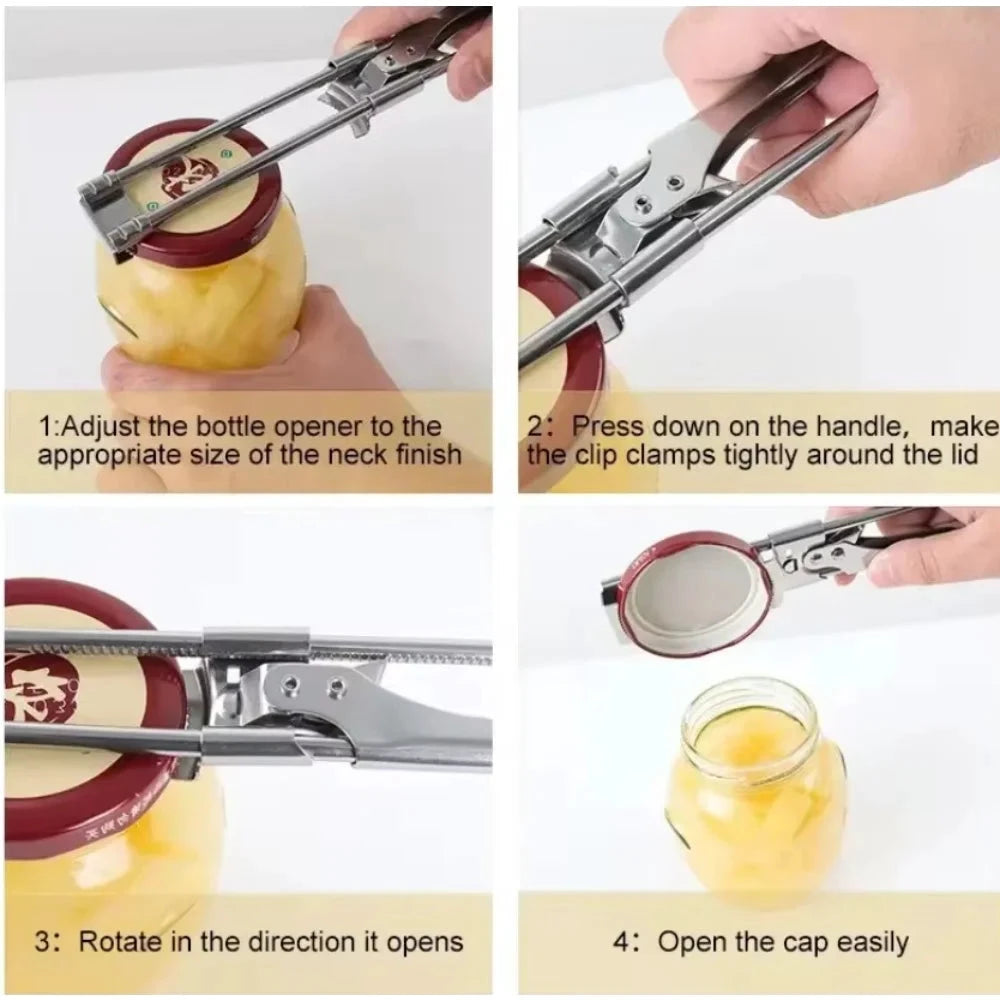Multifunction Stainless Steel Jar Bottle Opener Manual Kitchen Tool by Bowlift