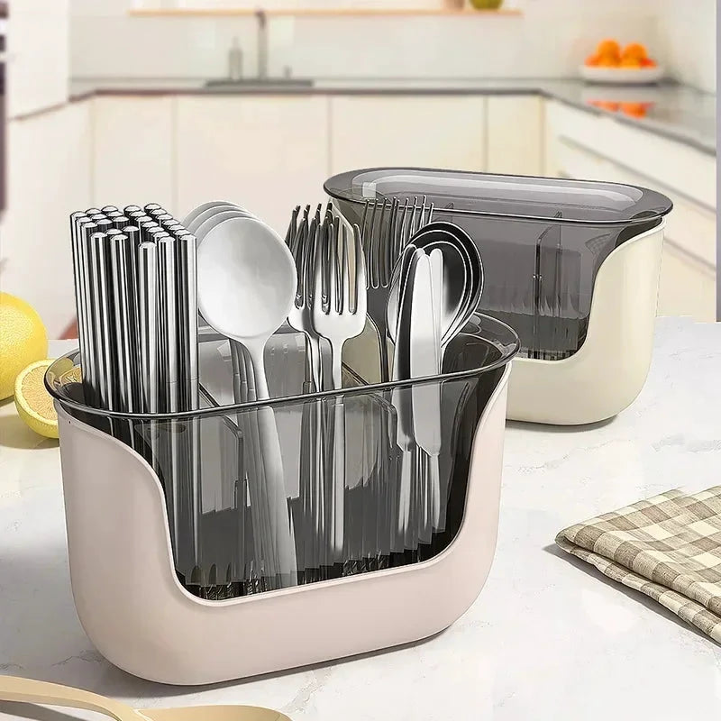 Multifunctional Cutlery Holder and Drain Storage Basket Utensils Rack by Bowlift