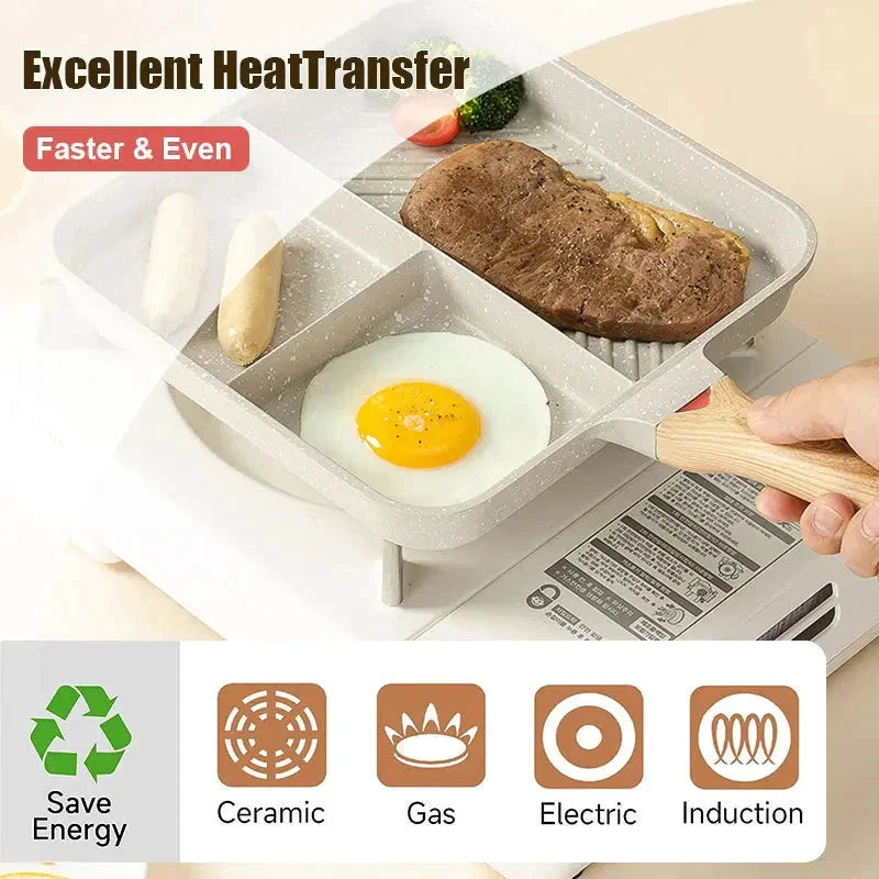 Multipurpose 3 in 1 Breakfast Skillets Cooking Pots 9inch Nonstick Pan by Bowlift
