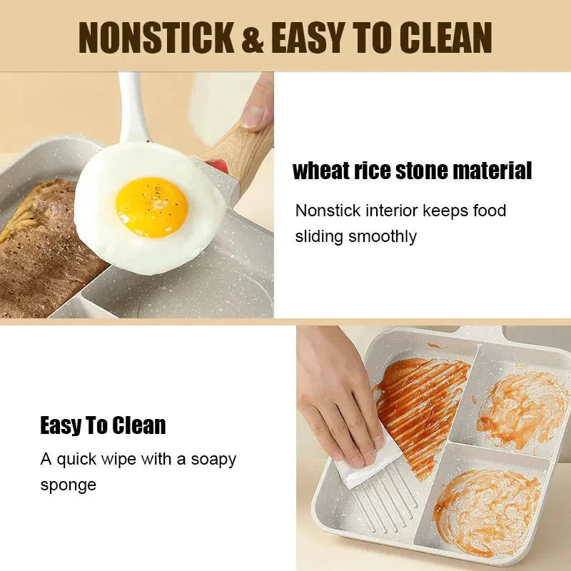 Multipurpose 3 in 1 Breakfast Skillets Cooking Pots 9inch Nonstick Pan by Bowlift