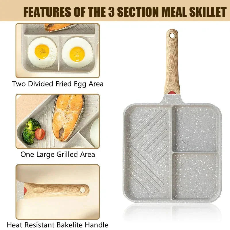 Multipurpose 3 in 1 Breakfast Skillets Cooking Pots 9inch Nonstick Pan by Bowlift