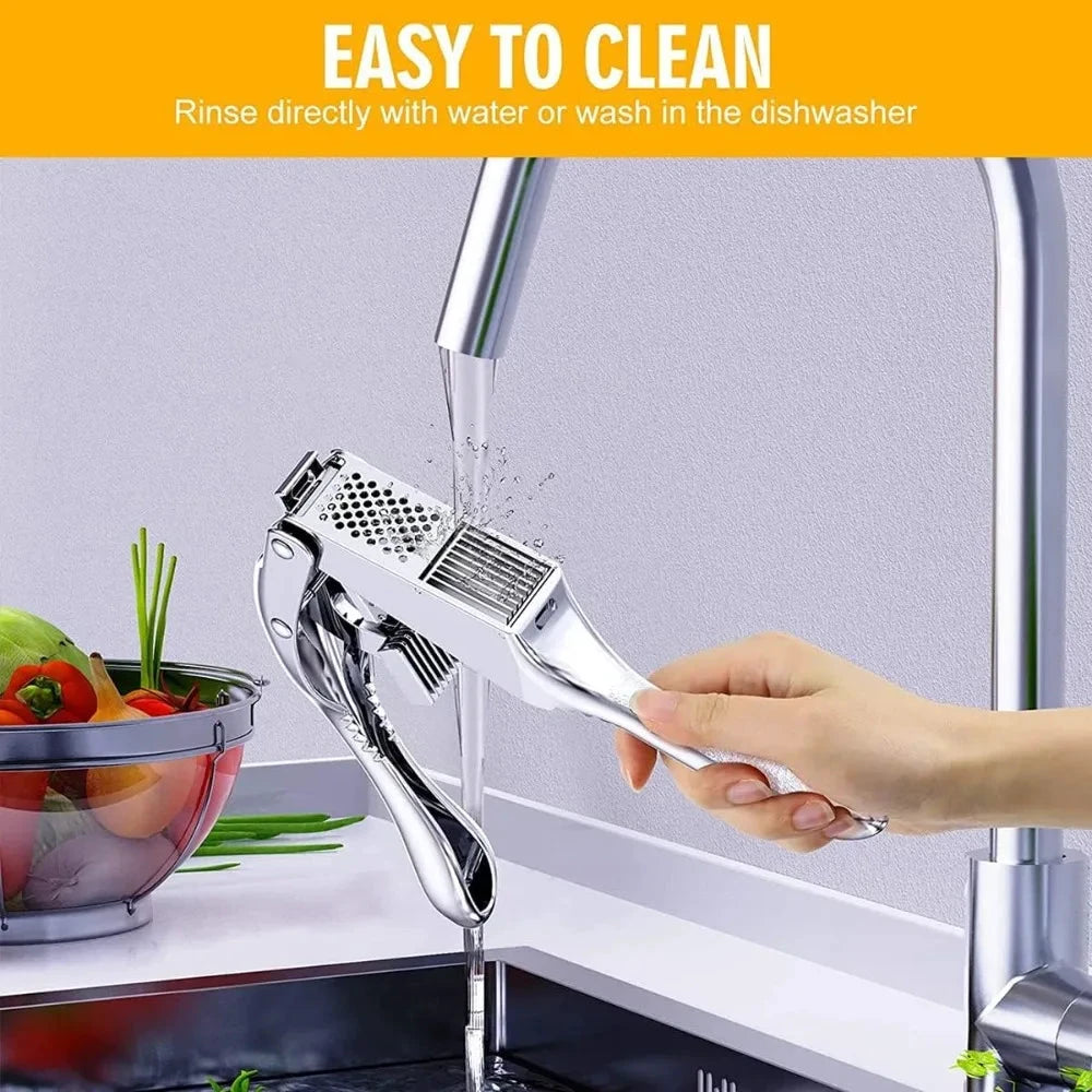 Multipurpose Handheld Stainless Steel Garlic Press Slicer Crusher by Bowlift