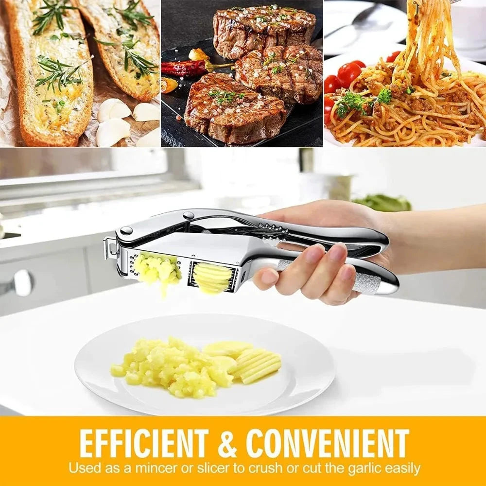 Multipurpose Handheld Stainless Steel Garlic Press Slicer Crusher by Bowlift