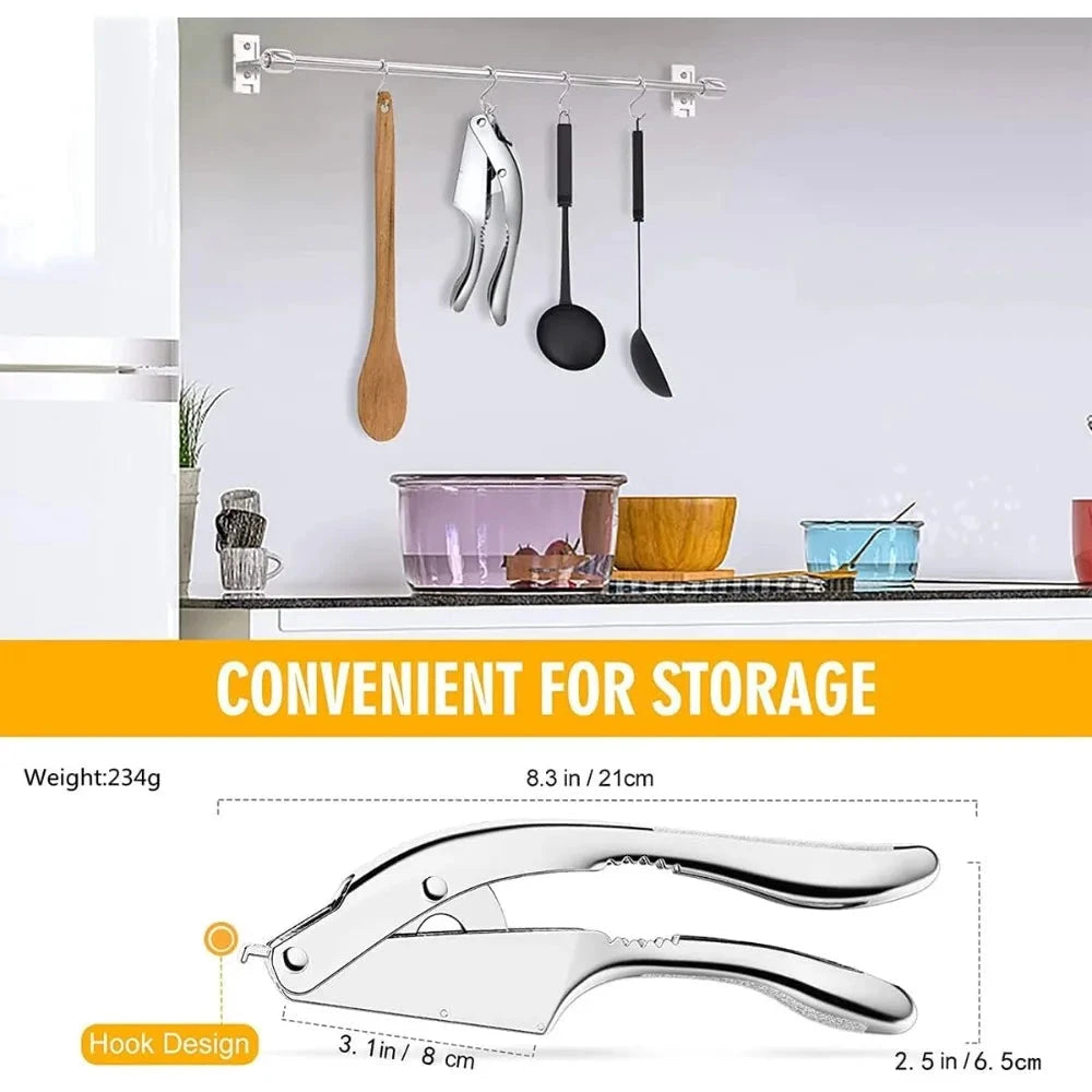 Multipurpose Handheld Stainless Steel Garlic Press Slicer Crusher by Bowlift