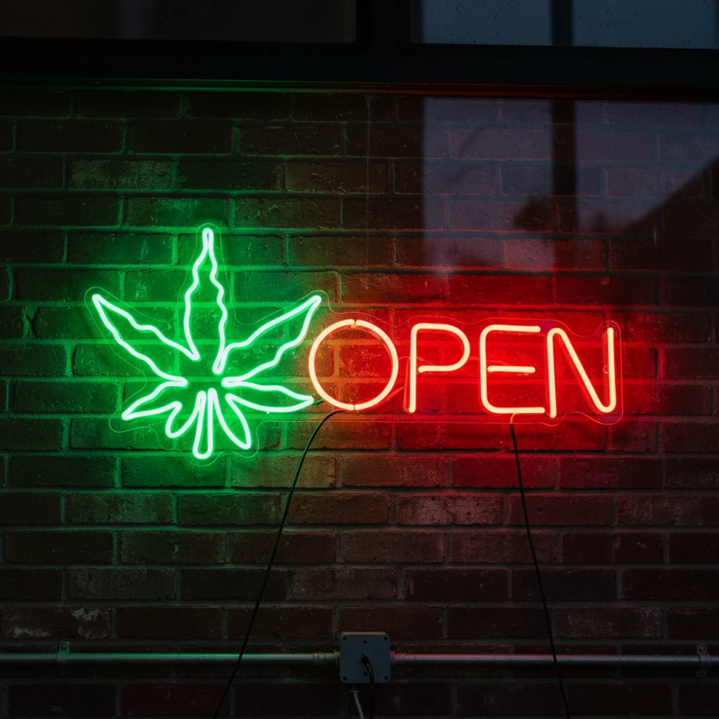 Open Neon Sign Weed Neon Sign Wall Decor Art by Neonchics