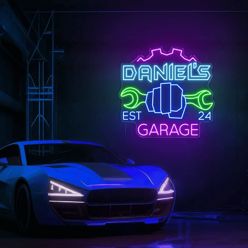 Garage Neon Sign Personalized Garage Sign for Men by Neonchics