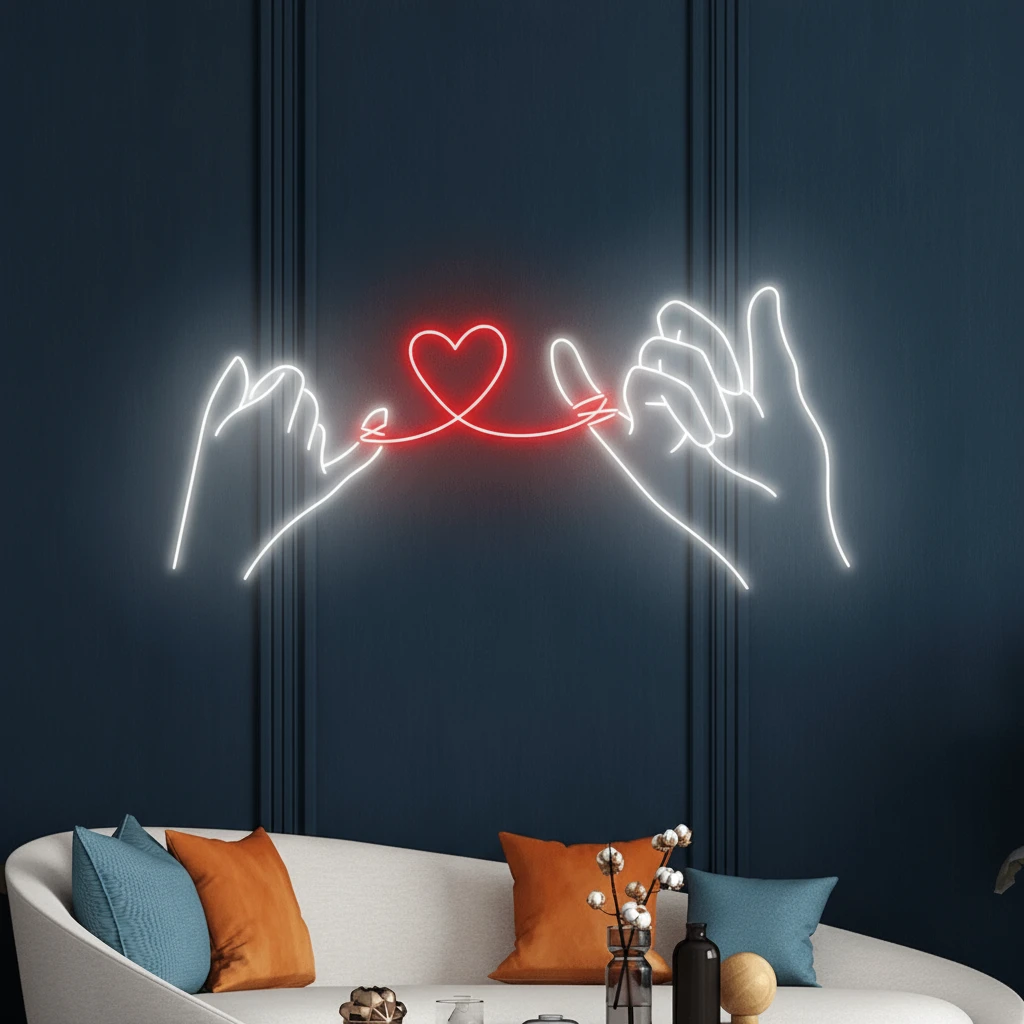 Couple Hand&Heart Lover Neon Sign Room Wall Art Decor by Neonchics