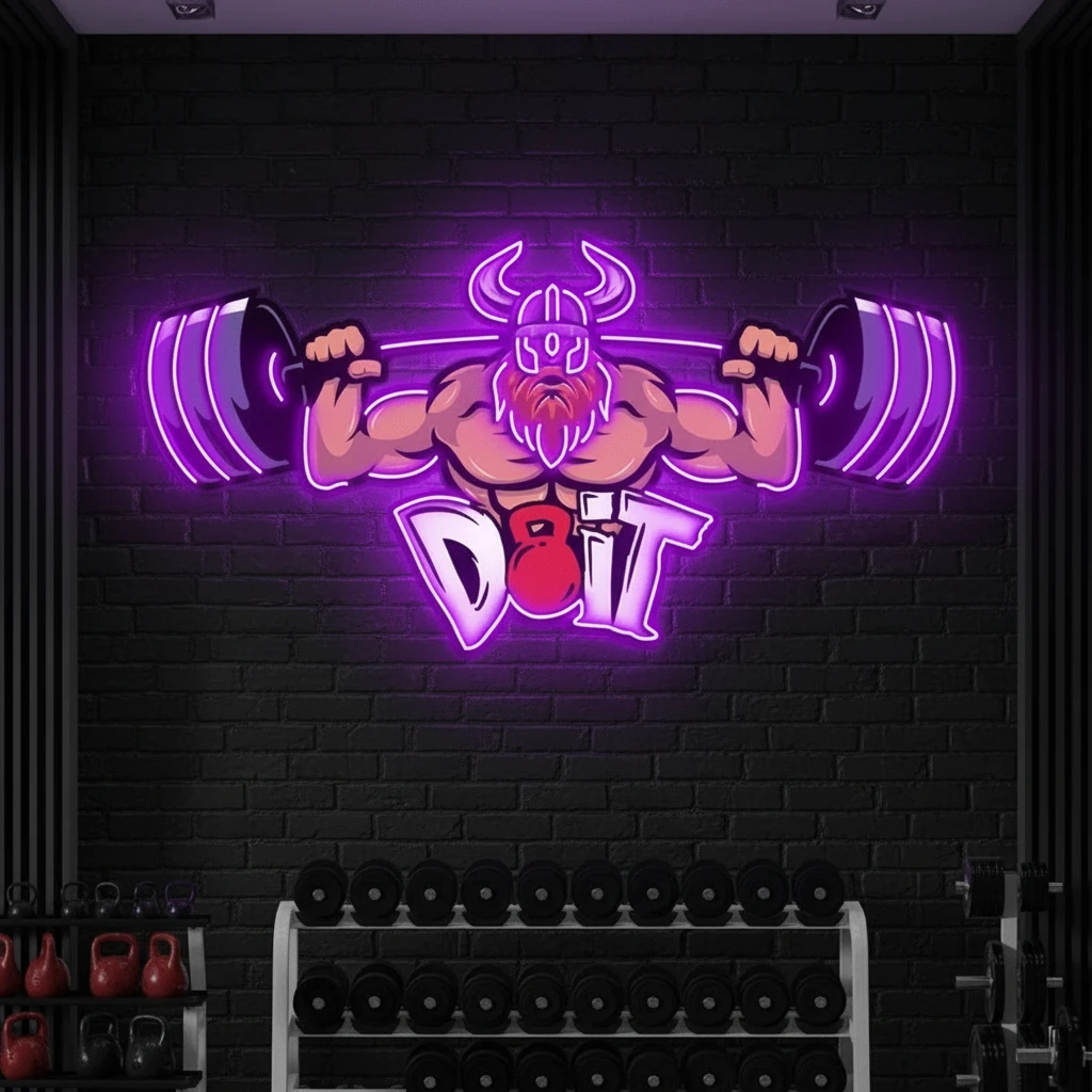Lifting Barbell LED Neon Sign Gym Game Room Decor Sign by Neonchics